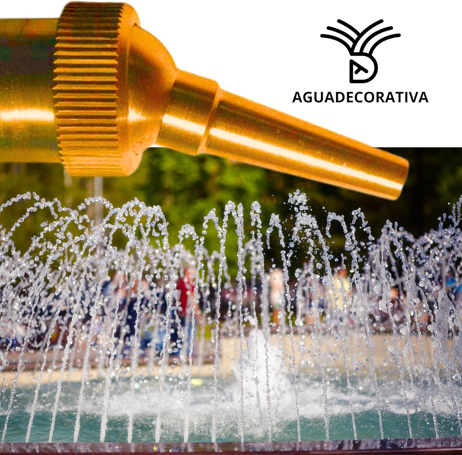 AGUADECORATIVA Boquillas para Fuentes de Jardín - Chorro cristalino de Lanza con rótula de 5 mm Rosca 1/2" BSPT (Latón)