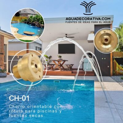 AGUADECORATIVA Boquillas con Chorro Orientable para Orilla Piscinas Fuentes Secas Toberas Caños Picos Puntas (CH01)
